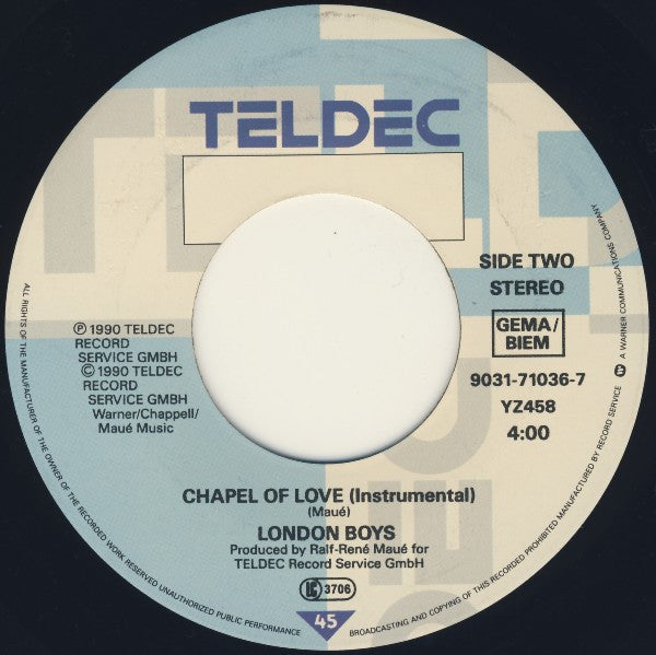 London Boys : Chapel Of Love (7", Single, Lar)