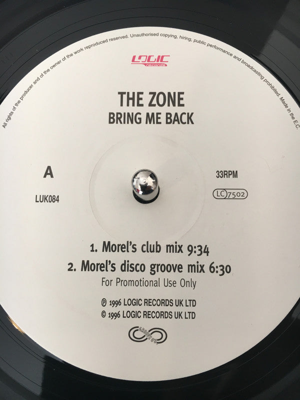 The Zone : Bring Me Back (12", Promo)