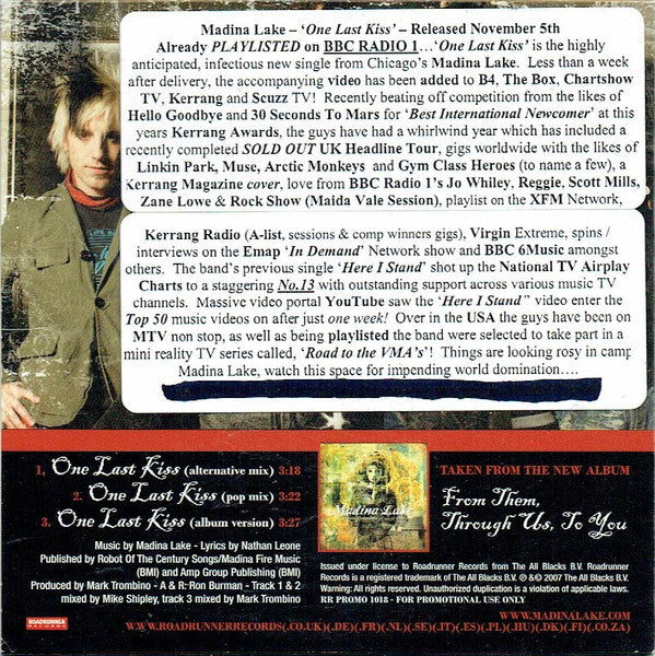 Madina Lake : One Last Kiss (CD, Single, Promo)