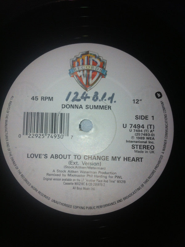 Donna Summer : Love's About To Change My Heart (12", Single)