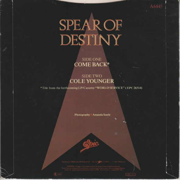 Spear Of Destiny : Come Back (7", Single)