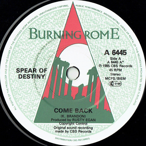 Spear Of Destiny : Come Back (7", Single)