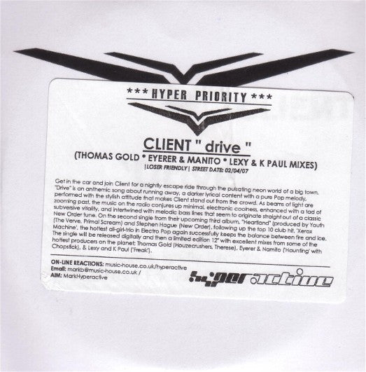 Client : Drive (CDr, Single, Promo)