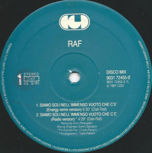 RAF (5) : Siamo Soli Nell'Immenso Vuoto Che C'È (Remix) (12")