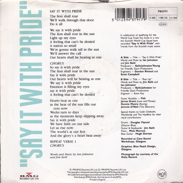 The Scottish World Cup Squad & Friends : Say It With Pride (7", Single)