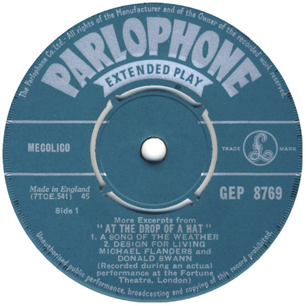 Flanders & Swann : More Excerpts From 'At The Drop Of A Hat' (7", EP, Mono)