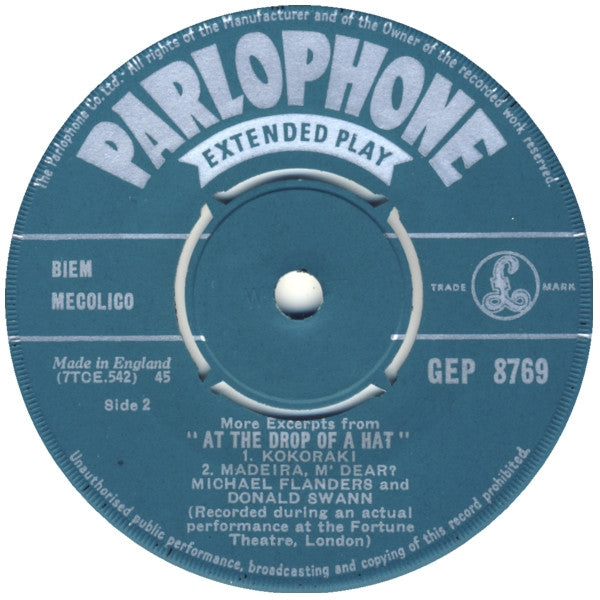 Flanders & Swann : More Excerpts From 'At The Drop Of A Hat' (7", EP, Mono)