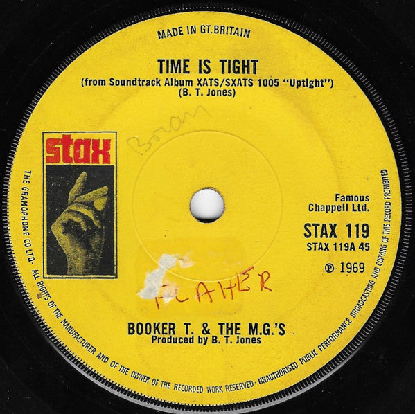 Booker T & The MG's : Time Is Tight / Hang 'Em High (7", Single, sol)