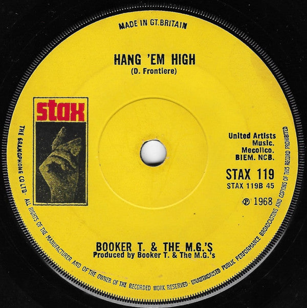 Booker T & The MG's : Time Is Tight / Hang 'Em High (7", Single, sol)
