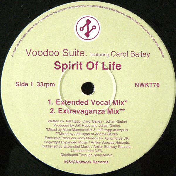 Voodoo Suite Featuring Carol Bailey : Spirit Of Life (12")