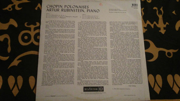 Frédéric Chopin, Arthur Rubinstein : Rubinstein Plays Chopin Polonaises (LP, Album, Mono)