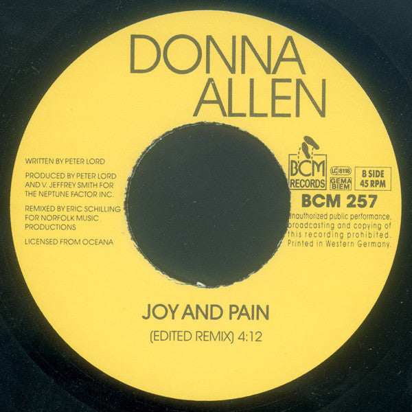 Donna Allen : Joy And Pain (7", Single)