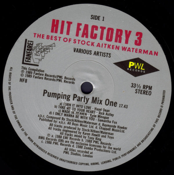 Various : Hit Factory 3 - The Best Of Stock Aitken Waterman (LP, Album, Comp + LP, Album, Comp, Mixed)