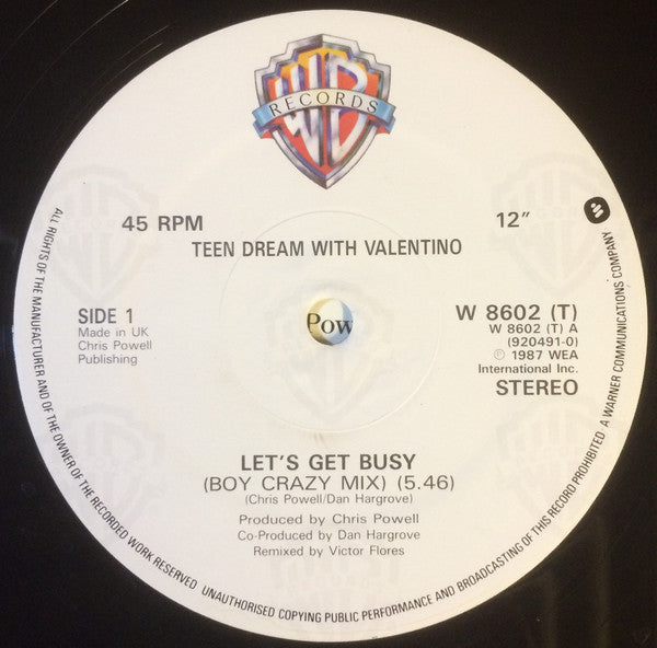 Teen Dream With Matt Seward : Let's Get Busy (12")