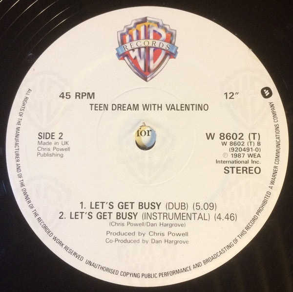 Teen Dream With Matt Seward : Let's Get Busy (12")