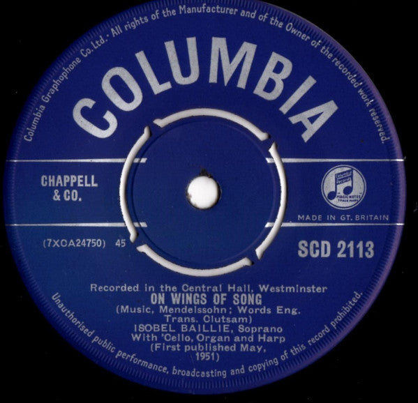 Isobel Baillie : On Wings Of Song / Ave Maria (7", RM)