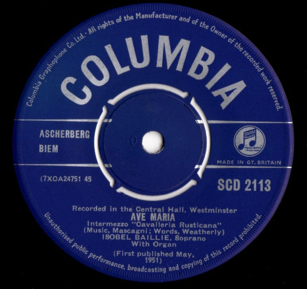 Isobel Baillie : On Wings Of Song / Ave Maria (7", RM)
