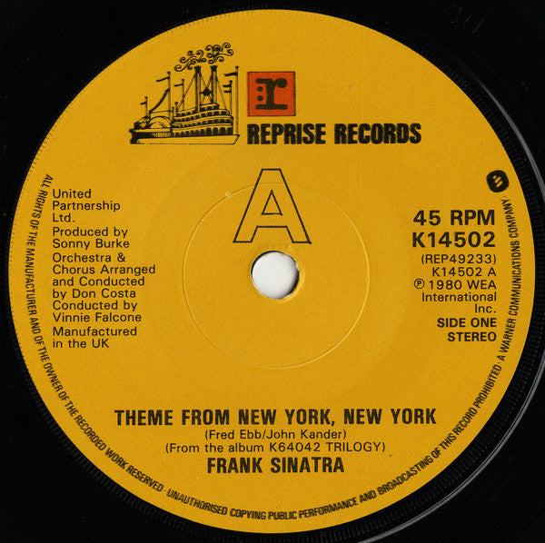Frank Sinatra : New York New York   (7", RE, Pap)