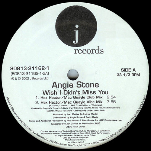 Angie Stone : Wish I Didn't Miss You (The Remixes) (12")
