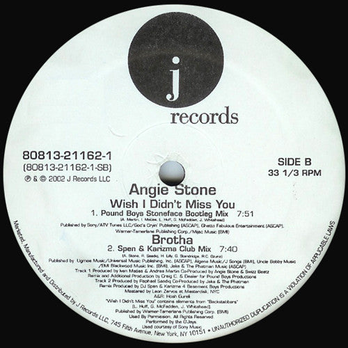 Angie Stone : Wish I Didn't Miss You (The Remixes) (12")