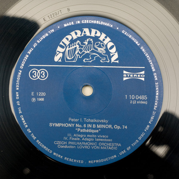 Pyotr Ilyich Tchaikovsky, The Czech Philharmonic Orchestra, Lovro Von Matacic : Symphony No. 6 - Pathétique (LP)