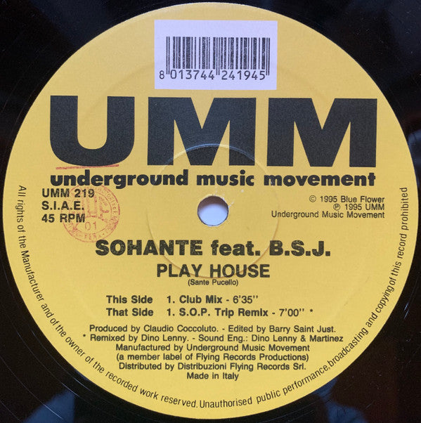 Sohante Feat. BSJ : Play House (12")