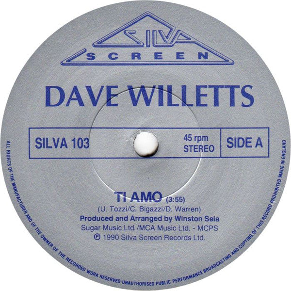 Dave Willetts : Ti Amo (7", Single)
