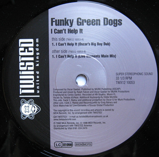 Funky Green Dogs : I Can't Help It (12")