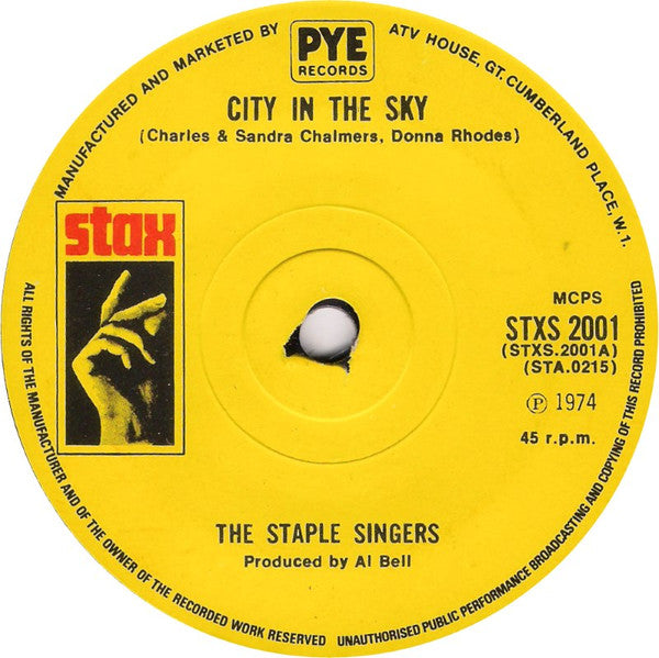The Staple Singers : City In The Sky (7", Sol)