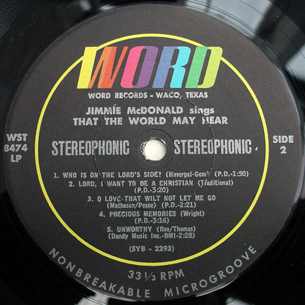Jimmie McDonald : Sings That The World May Hear (LP)