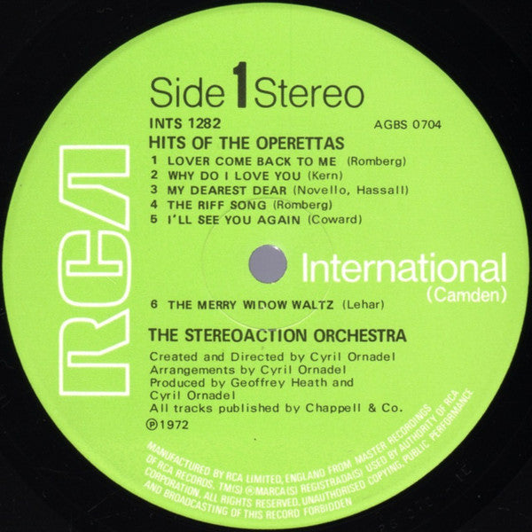 The Stereo Action Orchestra Created And Directed By Cyril Ornadel : Hits Of The Operettas (LP)