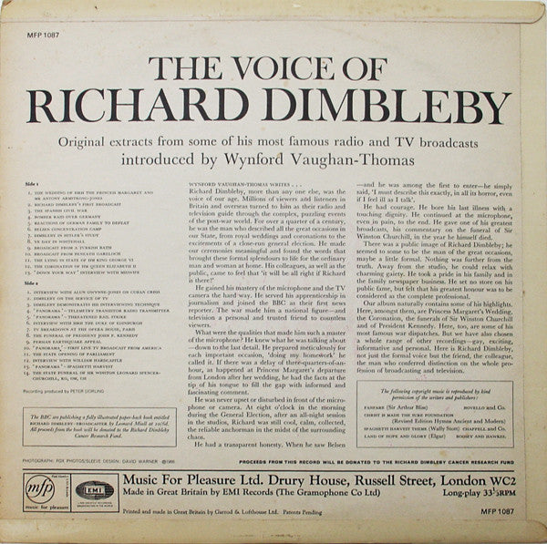 Richard Dimbleby : The Voice Of Richard Dimbleby (LP, Mono)