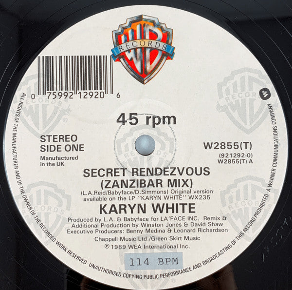 Karyn White : Secret Rendezvous (12", Single)