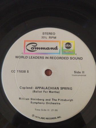 Aaron Copland, William Steinberg And Pittsburgh Symphony Orchestra : "Billy The Kid" And "Appalachian Spring"  (LP)