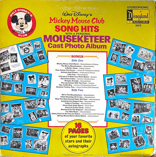 Various : Mickey Mouse Club Song Hits (LP, Comp)