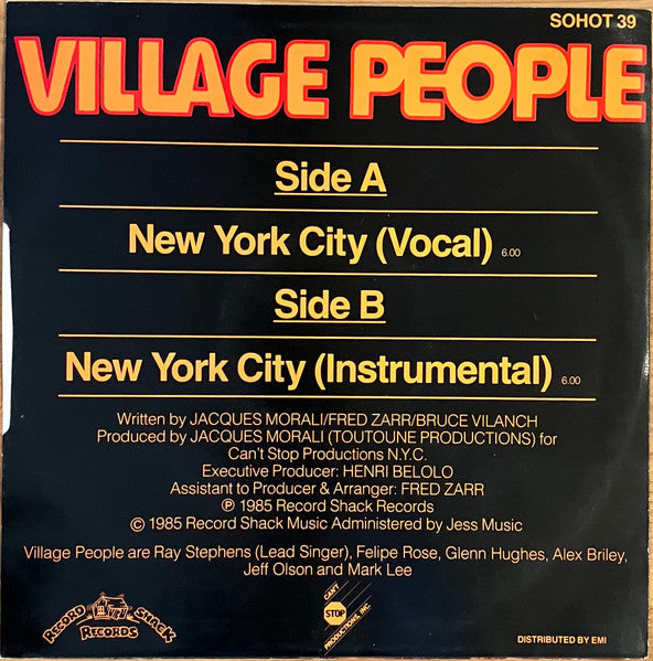 Village People : New York City (US Remix) (12", Rem)