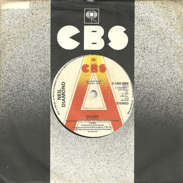 Neil Diamond : Desirée (7", Single, Promo, Sol)