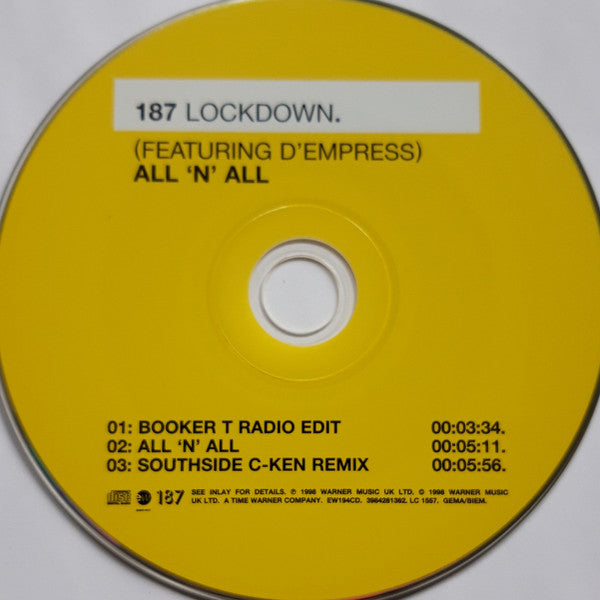 187 Lockdown Featuring D-Empress : All 'N' All (CD, Single)