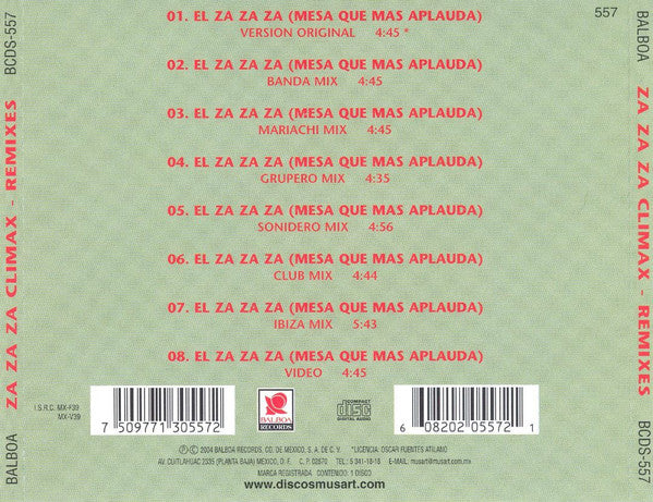 Climax (30) : Za Za Za Climax: Los Remixes  (CD, Comp, Mixed)