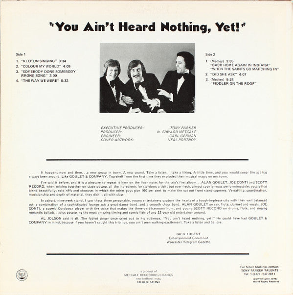 Goulet & Company : You Ain't Heard Nothing, Yet! (LP, Album)