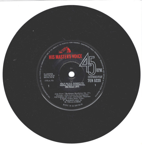Victoria De Los Angeles : Bachianas Brasileiras No.5 / El Majo Discreto (7", EP, Comp, Mono, RE)