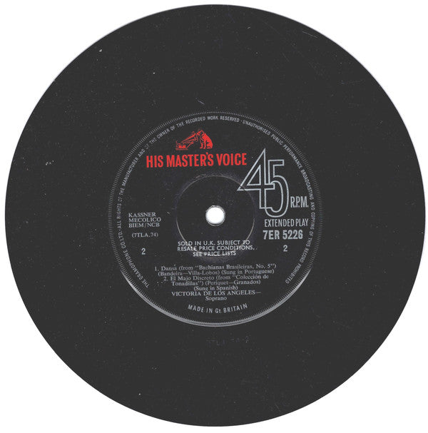 Victoria De Los Angeles : Bachianas Brasileiras No.5 / El Majo Discreto (7", EP, Comp, Mono, RE)