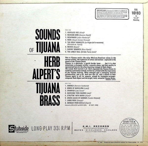 Herb Alpert & The Tijuana Brass : Sounds Of Tijuana (LP, Album, Comp)