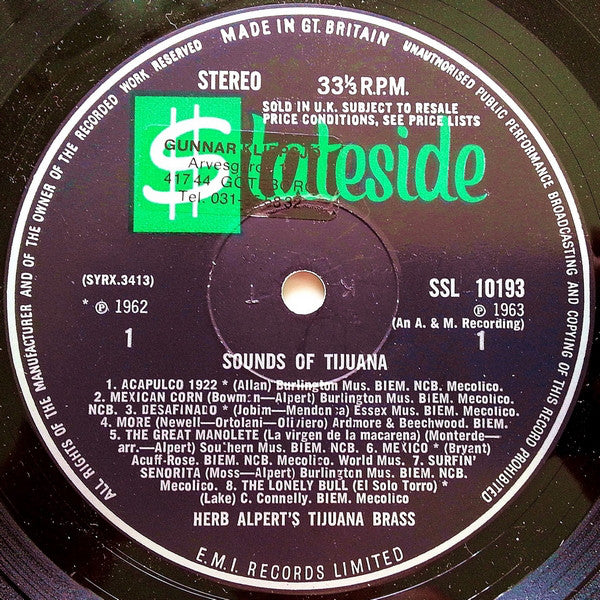 Herb Alpert & The Tijuana Brass : Sounds Of Tijuana (LP, Album, Comp)