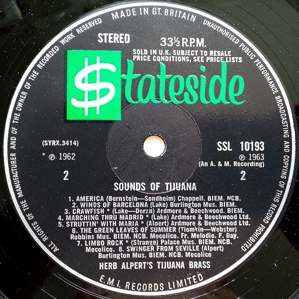 Herb Alpert & The Tijuana Brass : Sounds Of Tijuana (LP, Album, Comp)