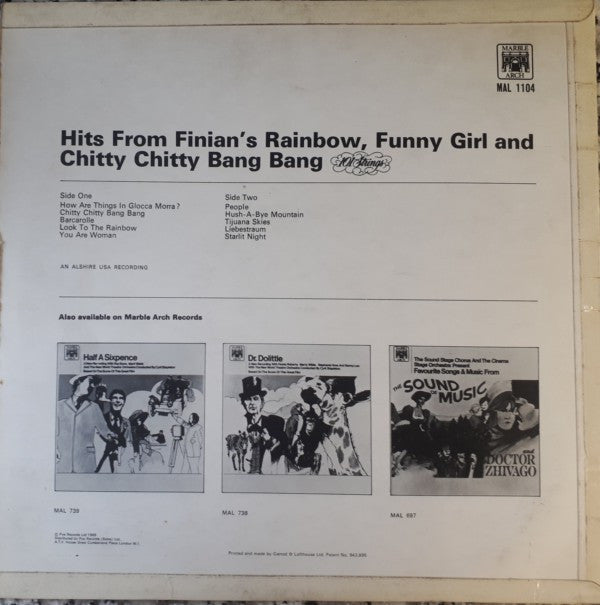 101 Strings : Hits From Chitty Chitty Bang Bang, Finians Rainbow, And Funny Girl,  (LP)