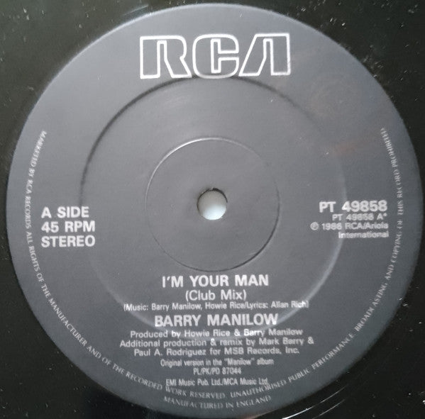 Barry Manilow : I'm Your Man (12", Single)