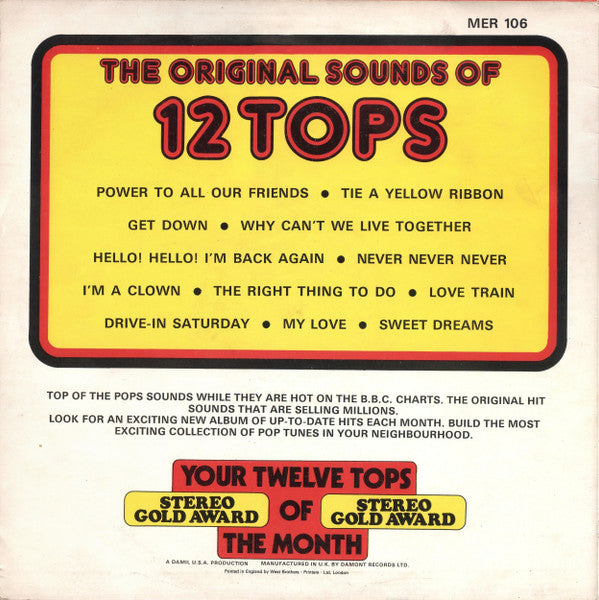 Unknown Artist : 12 Tops - Todays Top Hits (LP, Album)