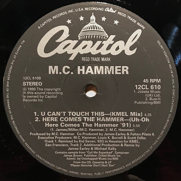 MC Hammer : Here Comes The Hammer (12", Single)