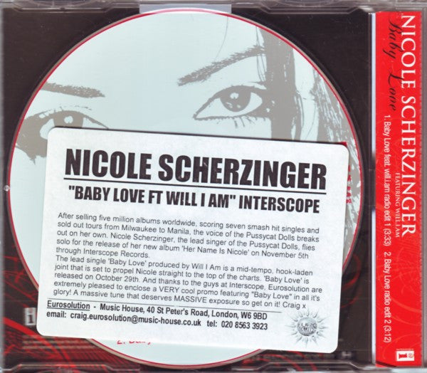 Nicole Scherzinger featuring Will I Am : Baby Love (CD, Single, Promo)
